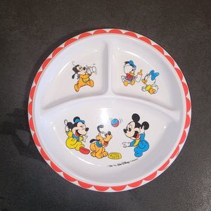 Vintage 1984 Walt Disney Mickey Mouse & Friends Divided Plastic Plate 8.25”
